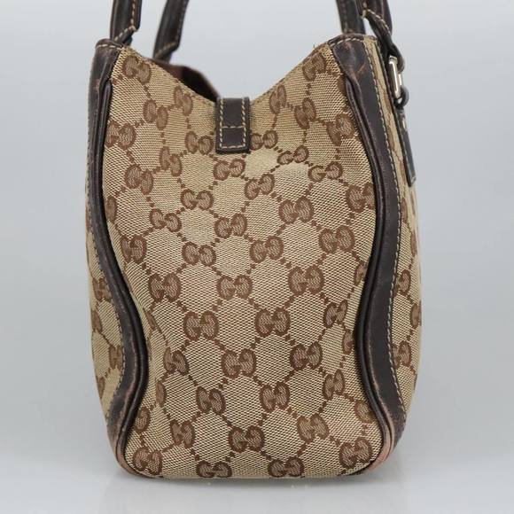 GUCCI GG Canvas Hand Bag Beige Gold 190247 Auth 98513 - Picture 4 of 16